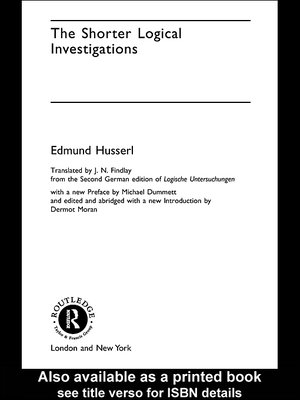 cover image of The Shorter Logical Investigations